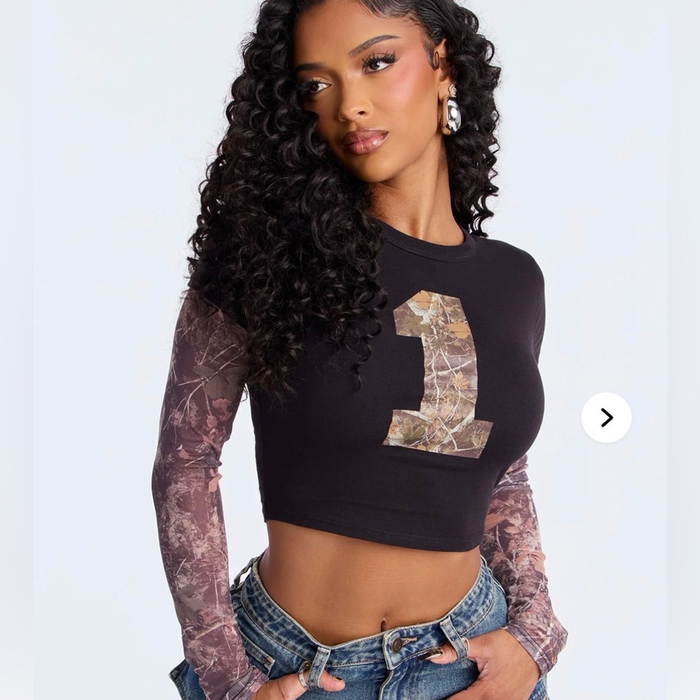 Number One Camo Long Sleeve Top - Black/combo